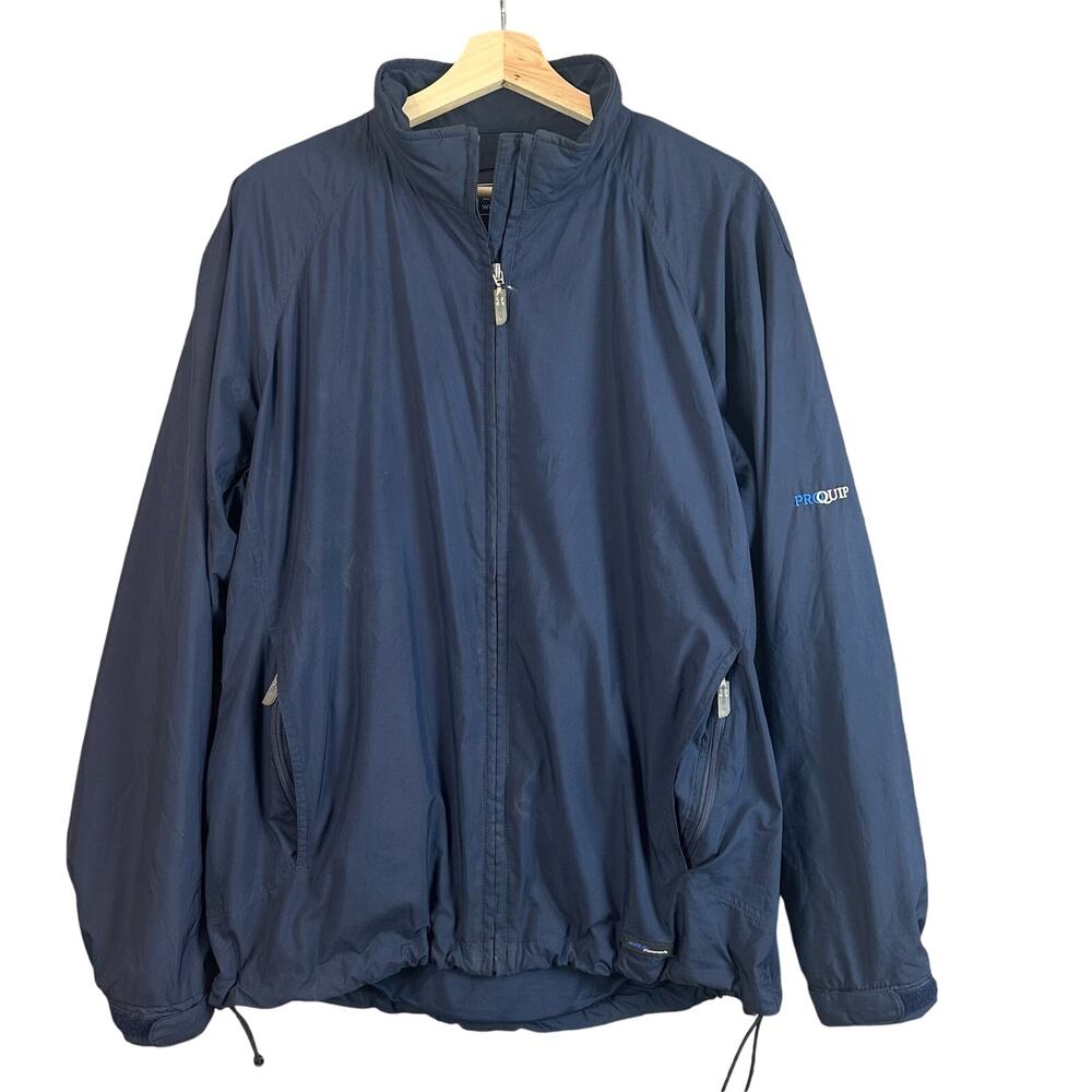 Proquip Navy Blue Golf Rain Jacket Full Zip Men's S Small Silk Touch Teflon